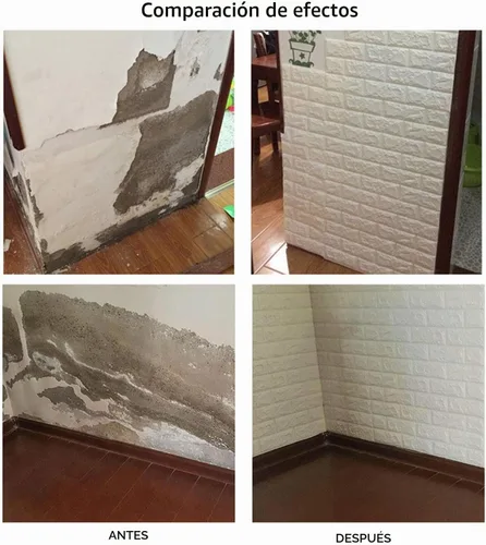 Vista 7 de MYOYAY - 10 paneles de pared 3D para despegar y pegar, 27.5 x 30.3 pulgadas (en suma, 57 pies cuadrados), papel tapiz de ladrillo blanco, paneles
