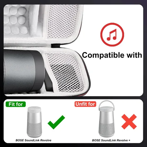 Vista 2 de LTGEM - Carcasa rígida de EVA para altavoz Bluetooth Bose SoundLink Revolve or Revolve (Serie II) con bolsillo de malla, color negro