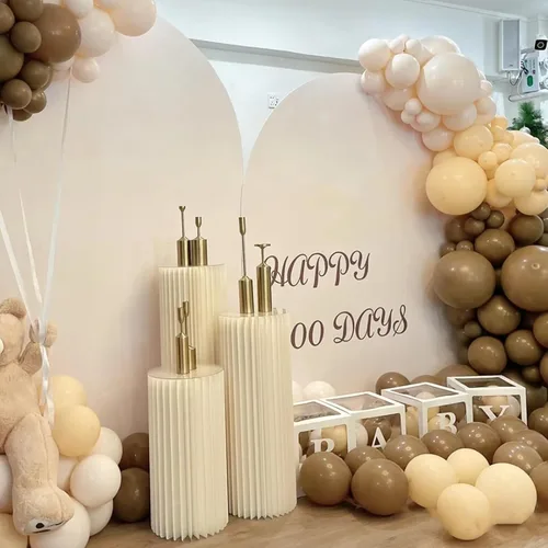 Vista 5 de Soportes Cilíndricos para Fiestas 3 Piezas Soporte de Pedestal Redondo Columnas de Cartón Plegables Mesas Cilíndricas para Fiestas Baby Shower