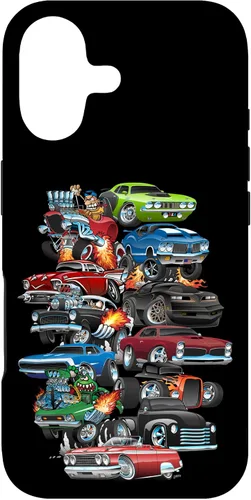 Vista 32 de Funda para iPhone 13 Hotrods, autos clásicos, coches musculosos y carros de carreras