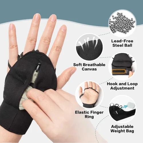 Vista 4 de Weighted Gloves for Tremors-Adjustable Hand Gloves Stability Aid for Parkinson's Hand Tremors, Enhanced Grip & Writing Support for Elderly