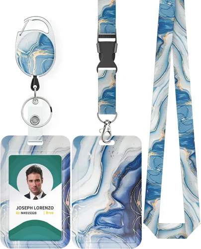 Vista 14 de Uniclife Porta credenciales deslizante floral con carrete retráctil y mosquetón con clip para cordón desmontable, protector de tarjeta vertical