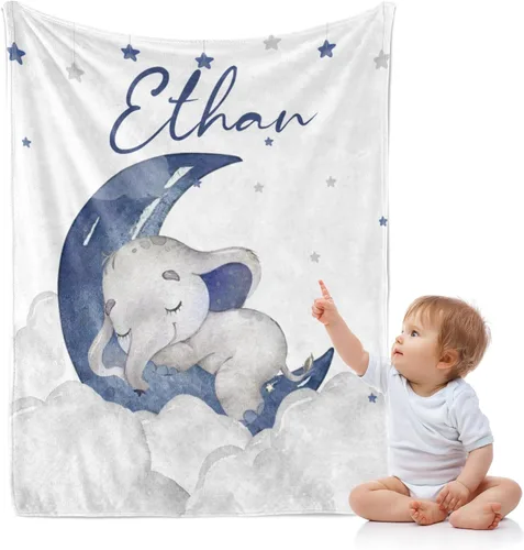 Vista 22 de J&SBGFT Manta de Bebé Personalizada para Niños - Manta con Nombre Personalizado para Niños Pequeños, Niños - Manta Decorativa de Guardería Cochecito
