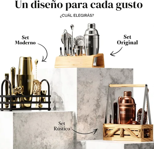 Vista 9 de BARE BARREL Mixology Bartender Kit Bar Set Juego de coctelera de 14 piezas Herramientas de mezcla de Martini Barware para el hogar 35 tarjetas