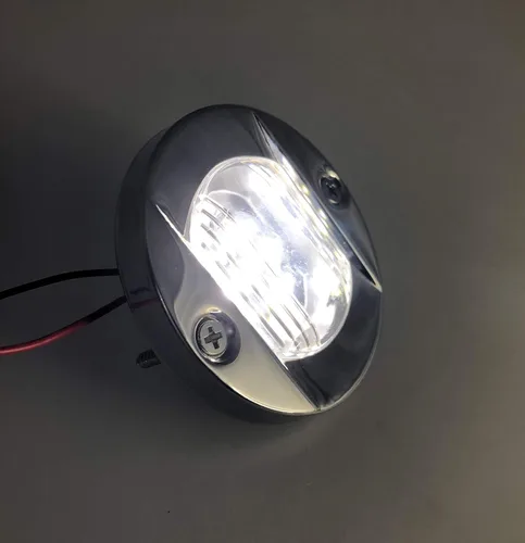 Vista 6 de Pactrade Marine Barco 3 pulgadas redondo popa interior luz LED popa ancla luz de acero inoxidable a prueba de salpicaduras montaje empotrado