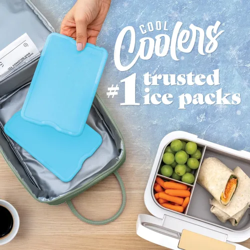 Vista 2 de Cool Coolers by Fit & Fresh XL Slim Ice Packs, Quick Freeze Reusable Ice Packs for Lunch Boxes & Coolers, Long-Lasting, Space Saving Cooler Ice Packs