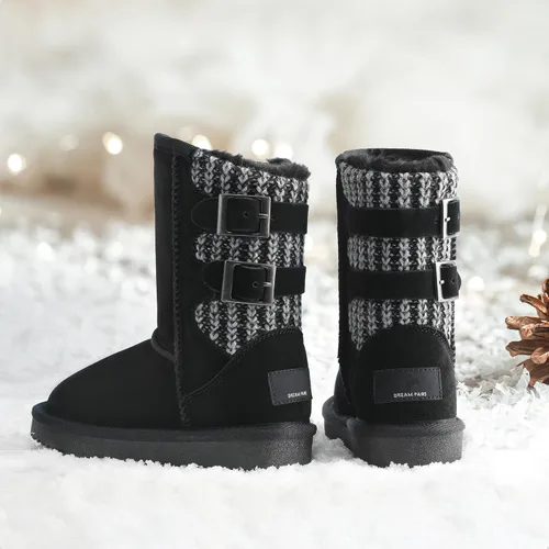 Vista 3 de DREAM PAIRS botas de nieve de invierno con forro de piel sintética para niños