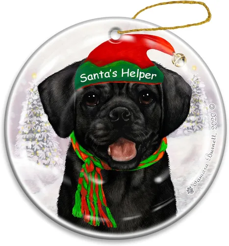 Vista 2 de Puggle Fawn - Santa's Helper Ornament