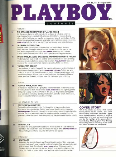 Vista 2 de Playboy, August 2008 (Ashley Harkleroad) (Naked Susie Feldman Selma Blair US Tennis Pro Reveals All)