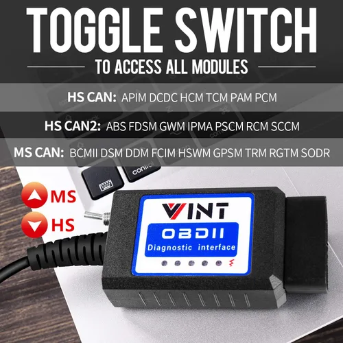 Vista 4 de VINT-TT55502 ELM327 USB modificado para FOSCAN ELMconfig FOCCCUS HS-CAN / MS-CAN
