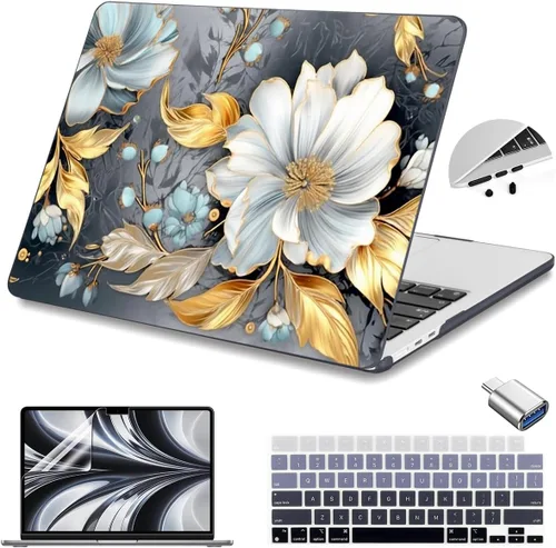 Vista 11 de Teryeefi Funda rígida para MacBook Air M3, M2, M4, MacBook Air de 13 pulgadas 2025, 2024, 2023, 2022, versión A3240, A3113, A2681, carcasa rígida