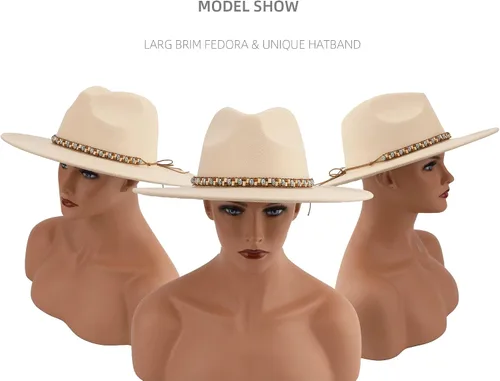 Vista 4 de Sombrero Fedora de ala ancha grande para mujer