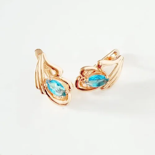 Vista 2 de PNJSilver 2024 New Gift Fashion Women Earrings 2024 Office Style Rose Gold 585 Color Jewelry Blue Stone Earrings Designs For Women Fashion