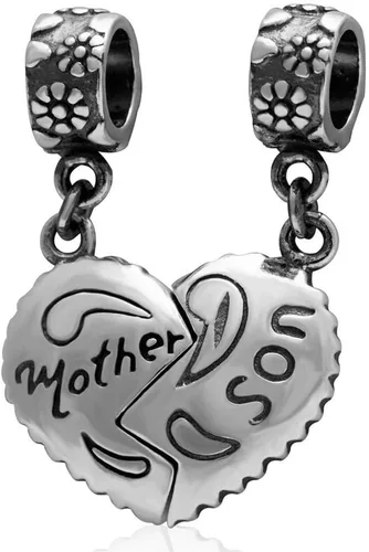 Vista 2 de Familia de Madre y hija encanto 925plata esterlina colgante de corazón el amor encanto encanto Dangle Encanto para pandora pulsera