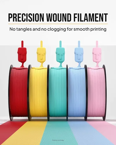 Vista 4 de ELEGOO Filamento de ácido poliláctico (PLA) mate 1.75mm Beige 1KG, filamento de impresora 3D de alta precisión, carrete de 1kg (2.2lbs) Compatible