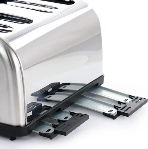 Vista 6 de MegaChef Tostadora de ranura ancha de 4 rebanadas con tostado variable en plata