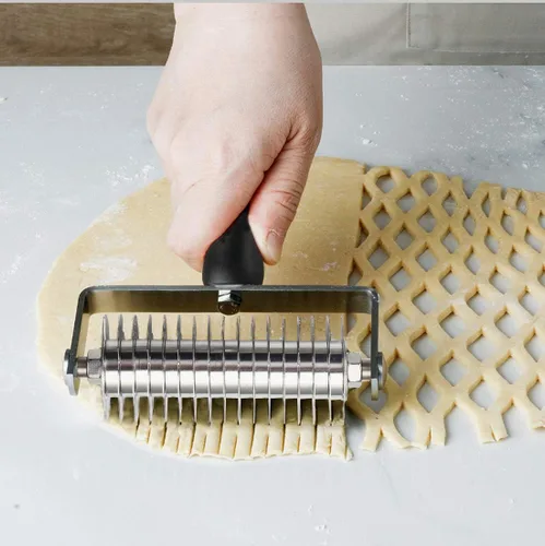 Vista 4 de Pastry Lattice Roller Cutter - EVNSIX Stainless Steel Professional Dough Lattice Top Pie Pizza Bread Pastry Crust Lattice Roller Cutter
