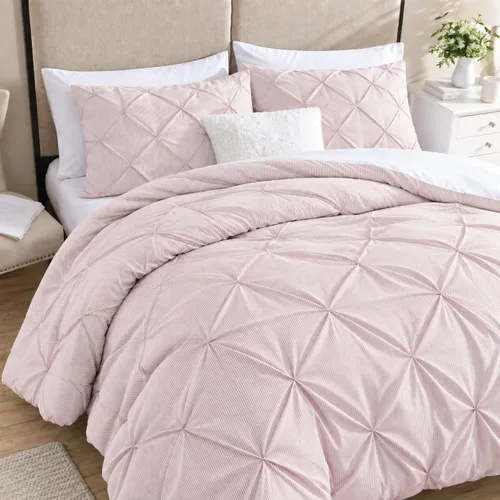 Vista 11 de Swift Home, juego de edredón tamaño individual y individual XL, azul bebé, juego de ropa de cama con pinzas florales 3D arrugadas - 2 piezas de ropa