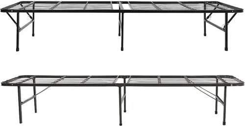 Vista 2 de Marco de cama con plataforma de metal negro tamaño queen