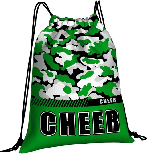 Vista 3 de Mochila con cordón impermeable para gimnasio, bolsas con cordón, bolsa de cuerda deportiva, mochila de camuflaje, Bolsas con cordón Cheer - Bolsas