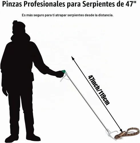 Vista 2 de Anrain herramienta de trabajo extrapesado para atrapar serpientes de 47 pulgadas con mordaza ancha Herramienta de manejo de mandíbula ancha