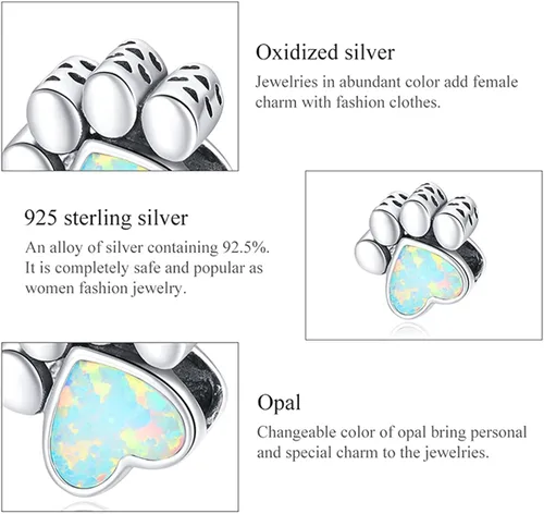 Vista 5 de BISAER Pulsera contra el mal de ojo de plata de ley 925, abalorios de cristal azul, dije de mano Hamsa para pulsera Pandora