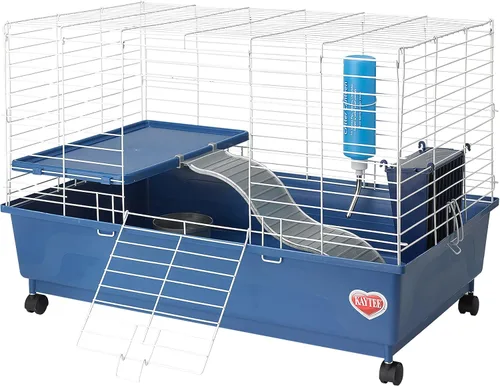 Vista 4 de Kaytee My First Home Deluxe Cobayo - Jaula de 2 niveles con ruedas Caster