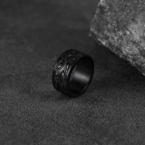Vista 9 de FaithHeart All-Seeing Eye Ring for Men Stainless Steel Eye of Providence Signet Rings Egypt Mythology Amulet Thumb Ring for Dad Father Jewelry Gift