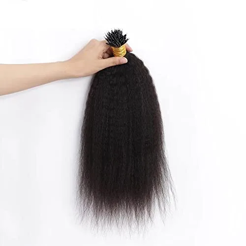 Vista 3 de Extensiones de cabello humano lacio tipo nano anillo, previamente unido, cabello Remy brasileño, microlink grueso, Yaki Nano anillo, extensiones