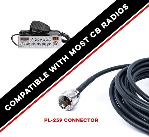 Vista 2 de Nagoya CB-72 - Kit de antena CB de 28 pulgadas con soporte magnético resistente de 3.5 pulgadas, cable coaxial RG-58A/U de 18 pies y conector PL-259
