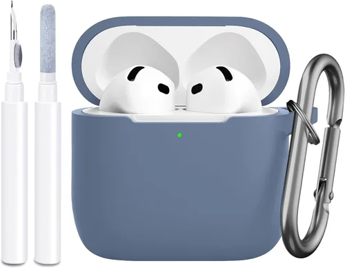 Vista 32 de Funda compatible con AirPods de 4ª generación, funda de silicona protectora suave con kit de limpieza, accesorios para Apple AirPods 4 Gen 2024, LED