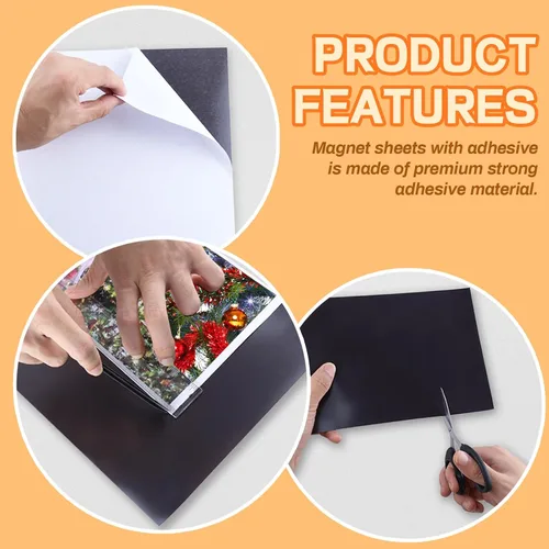 Vista 4 de Hojas magnéticas de 8.5 x 11 pulgadas, paquete de 10 hojas magnéticas flexibles con respaldo adhesivo para manualidades e imanes de fotos, adecuadas