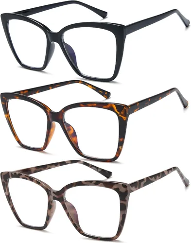 Vista 2 de EYEURL Oversized Cat Eye Reading Glasses for Women Blue Light Computer Readers Spring Hinge Fashion Large Eyewear