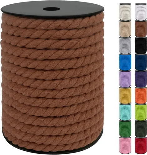 Vista 31 de JeogYong Cordón de algodón de 10mm, 22.86 metros de cuerda natural para macramé, hilo de 3 hebras torcido, cuerda para macramé para manualidades