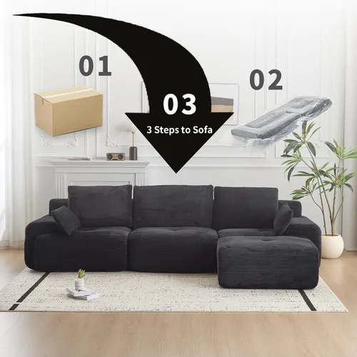 Vista 9 de WILLIAMSPACE Sofá modular para sala de estar, moderno sofá modular tapizado en forma de L de 4 plazas con puertos de carga USB y reposabrazos