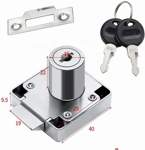 Vista 3 de Cajón de lengüeta de bloqueo automático, cajón y broca para muebles, cerradura de escaparate, diámetro de perforación: 3/4 pulgadas/0.748 in