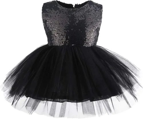 Vista 7 de Vestido de princesa tutú de tul para niña, boda, concurso, fiesta, bebé, lentejuelas sin espalda, encaje floral, recién nacido, 7 años