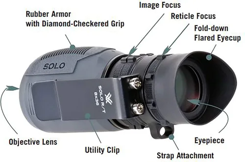 Vista 5 de Vortex Optics Solo R/T monocular táctico con retícula de rango para MRAD MRAD Based Ranging Reticle, Utility Clip, Adjustable Eyecup, Fogproof