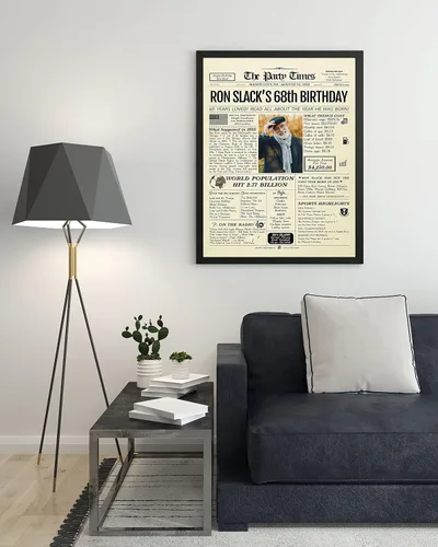 Vista 4 de TRIDECOR Decoraciones personalizadas para fiestas de cumpleaños n.° 68, póster de regreso al periódico, regalo para papá, mamá, él, ella, padre