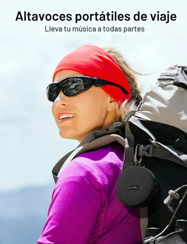 Vista 4 de Altavoz Bluetooth portátil Onforu para bicicleta, impermeable IP65, mini altavoces de ducha al aire libre para viajes, altavoz inalámbrico
