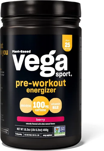 Vista 9 de Vega Sport Energizer, Baya de Acai, Polvo de preentrenamiento para mujeres y hombres, apoya la energía y la concentración, electrolitos, vegano