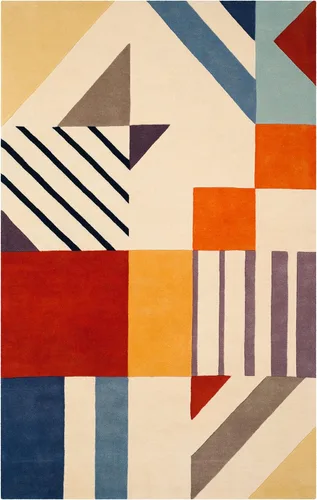 Vista 8 de SAFAVIEH Fifth Avenue Collection FTV120A - Alfombra decorativa de lana moderna de mediados de siglo, 2 x 3 pies, color marfil/multi
