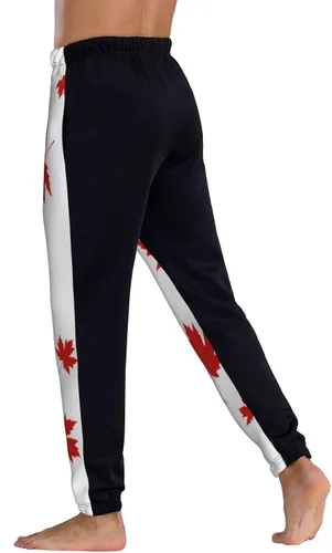 Vista 4 de ultaro Mens Joggers Sweatpants Red Maple Leaf Casual Pants Sports Jogging Trousers with Drawstring