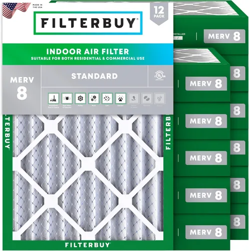 Vista 62 de Filterbuy Filtro de aire MERV 8 de 8 x 14 x 1 pulgadas para defensa contra el polvo y las alergias (paquete de 12), electrostático plisado HVAC