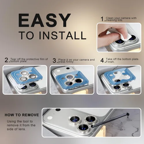 Vista 181 de Choiche Compatible para iPhone 16 Pro/iPhone 16 Pro Max Protector de Lente de Cámara, Vidrio Templado 9H Protector de Pantalla de Cubierta de Cámara