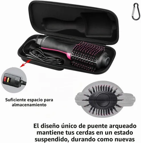 Vista 6 de Brappo Funda de viaje portátil dura compatible con Revlon One-Step Volumizer Original 1.0 Secador de pelo y cepillo de aire caliente. (Sólo funda)
