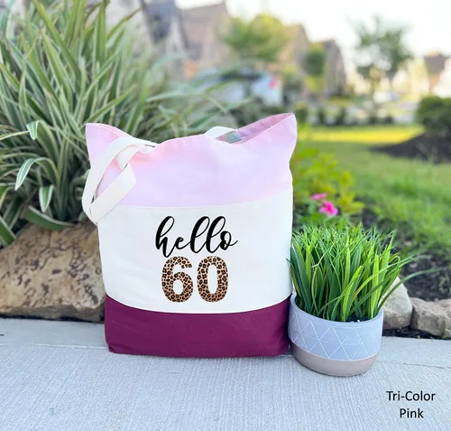Vista 2 de Hello 60 Leopard Tote, 60Th Birthday Gift idea, 60th Birthday Present