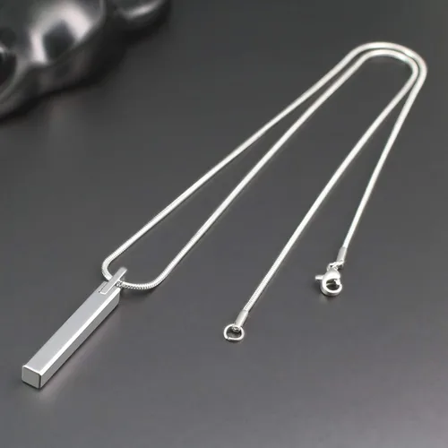 Vista 6 de COAI Collar de barra de tungsteno para hombre, collar colgante para hombre, Diosplata 20"-26