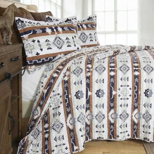 Vista 11 de CARSTENS, INC. Western Aztec Country - Juego de ropa de cama de microfibra de 3 piezas, juego de edredón de microfibra de 3 piezas, Wrangler Western