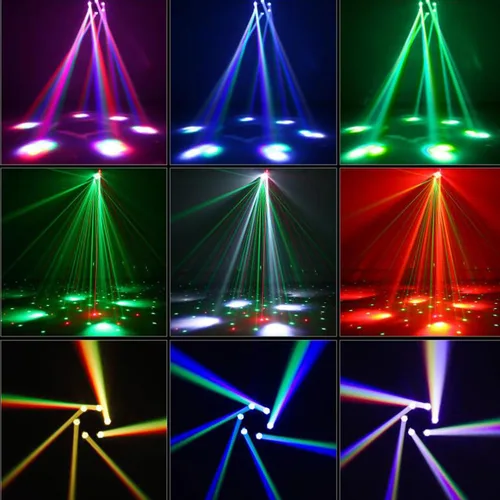 Vista 6 de JUNMAN 6 Cabezas Luz de LED de Efecto Móvil Cabeza de Abeja Luz de Lavado para DJ, Iluminación de Escenario de Discoteca con Tira de LED, Paquete
